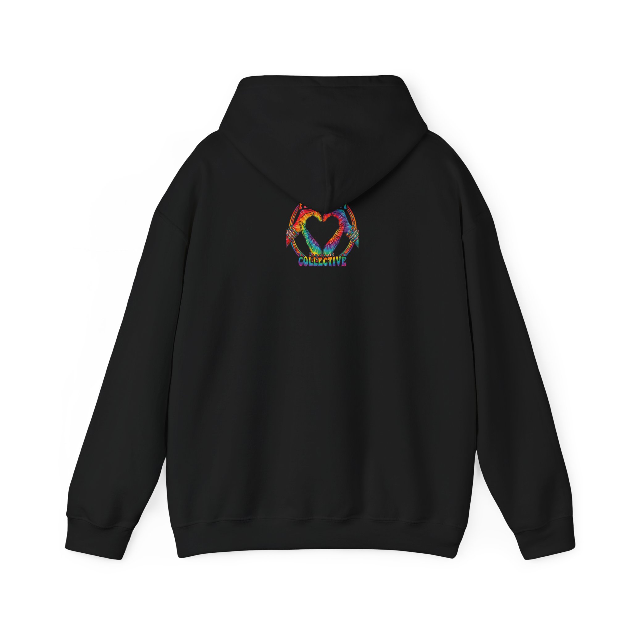 Hoodie - Colorful Hand Heart 'PUC' Graphic Pullover - Image 6