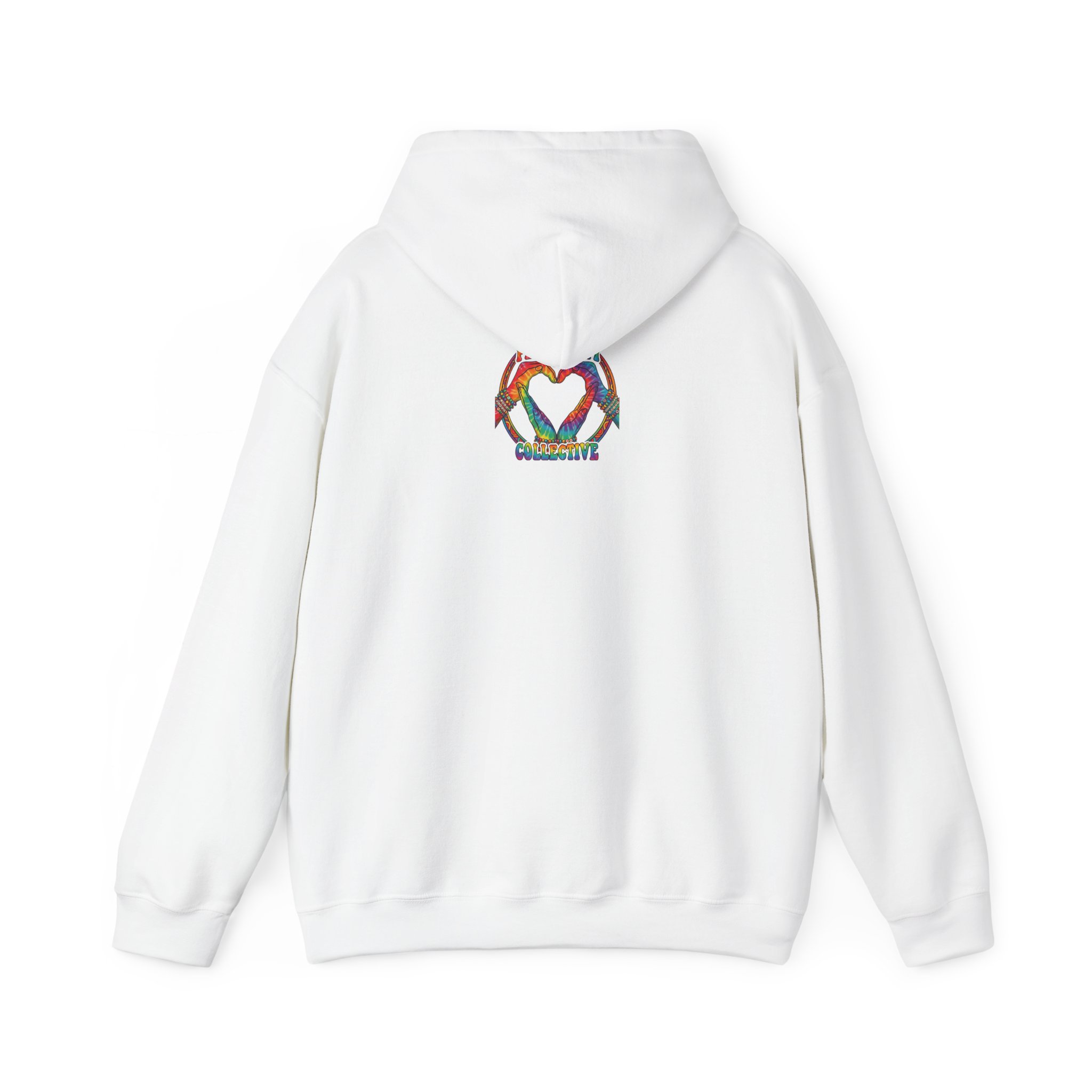Hoodie - Colorful Hand Heart 'PUC' Graphic Pullover - Image 2