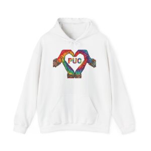 Hoodie - Colorful Hand Heart 'PUC' Graphic Pullover