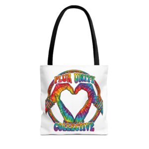 PLUR Unity Collective Tie-Dye Heart Tote Bag