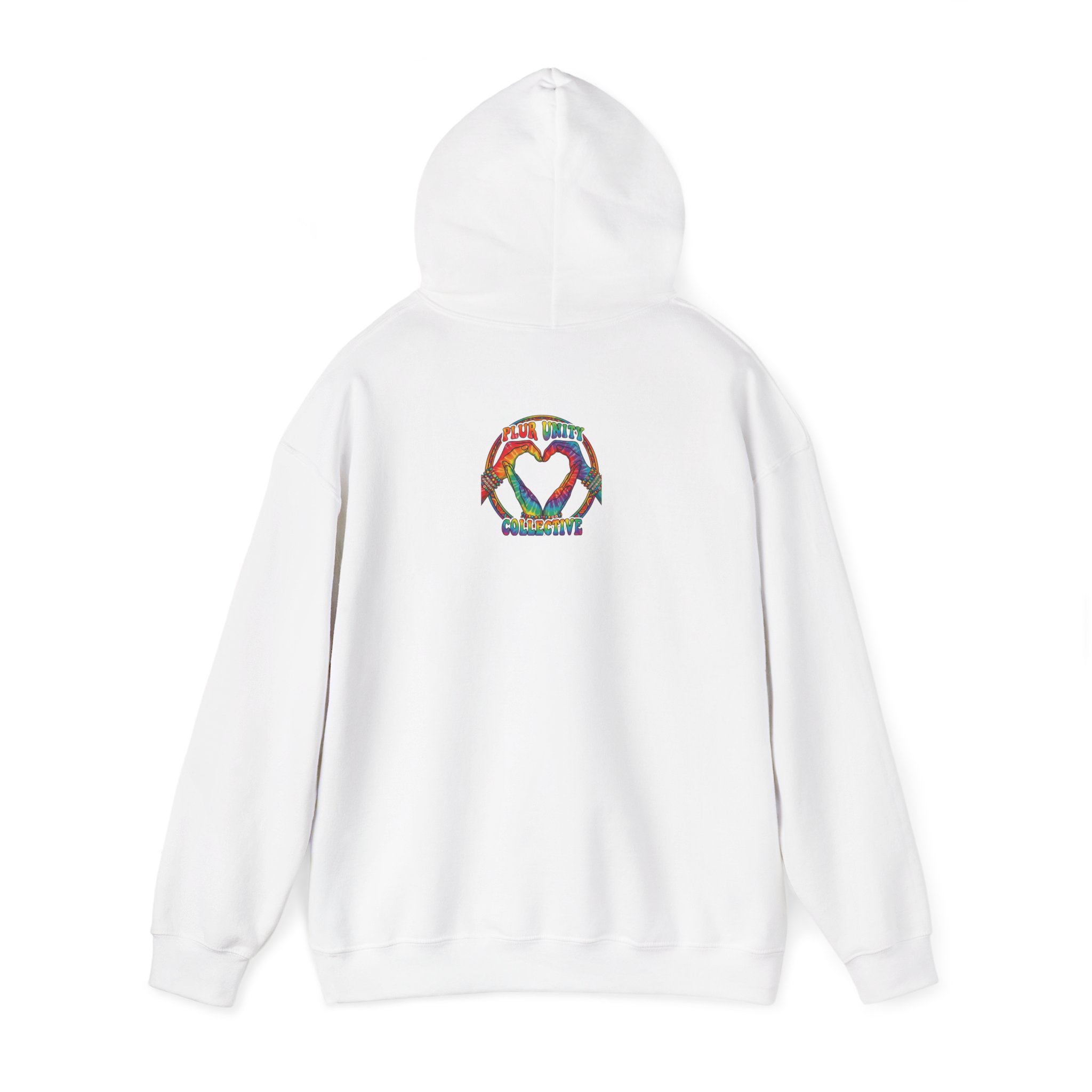 Hoodie - Colorful Hand Heart 'PUC' Graphic Pullover - Image 3